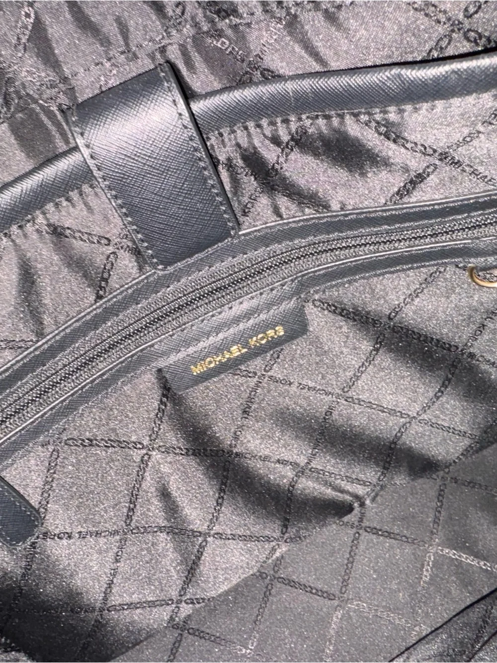 Michael Kors Black Saffiano Leather Tote with Gold MK Charm